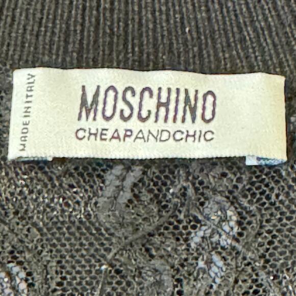 Moschino Cheap & Chic US 6 Silk Cashmere Black Striped Lace Sequin Top - Picture 5 of 7